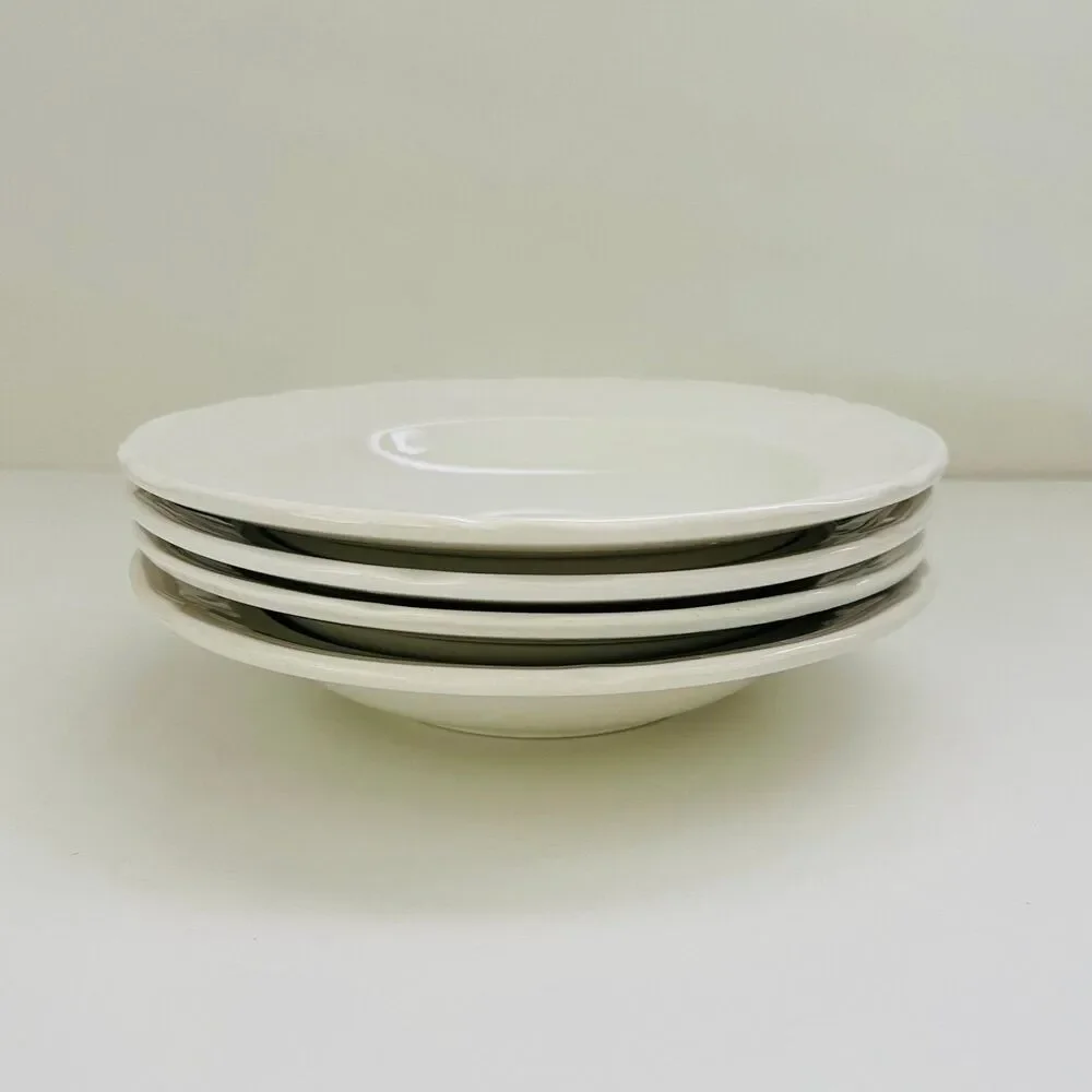 QUADRIFOGLIO Ceramic Raised Edges Decorative Rim Soup Pasta Bowl, Set of 4